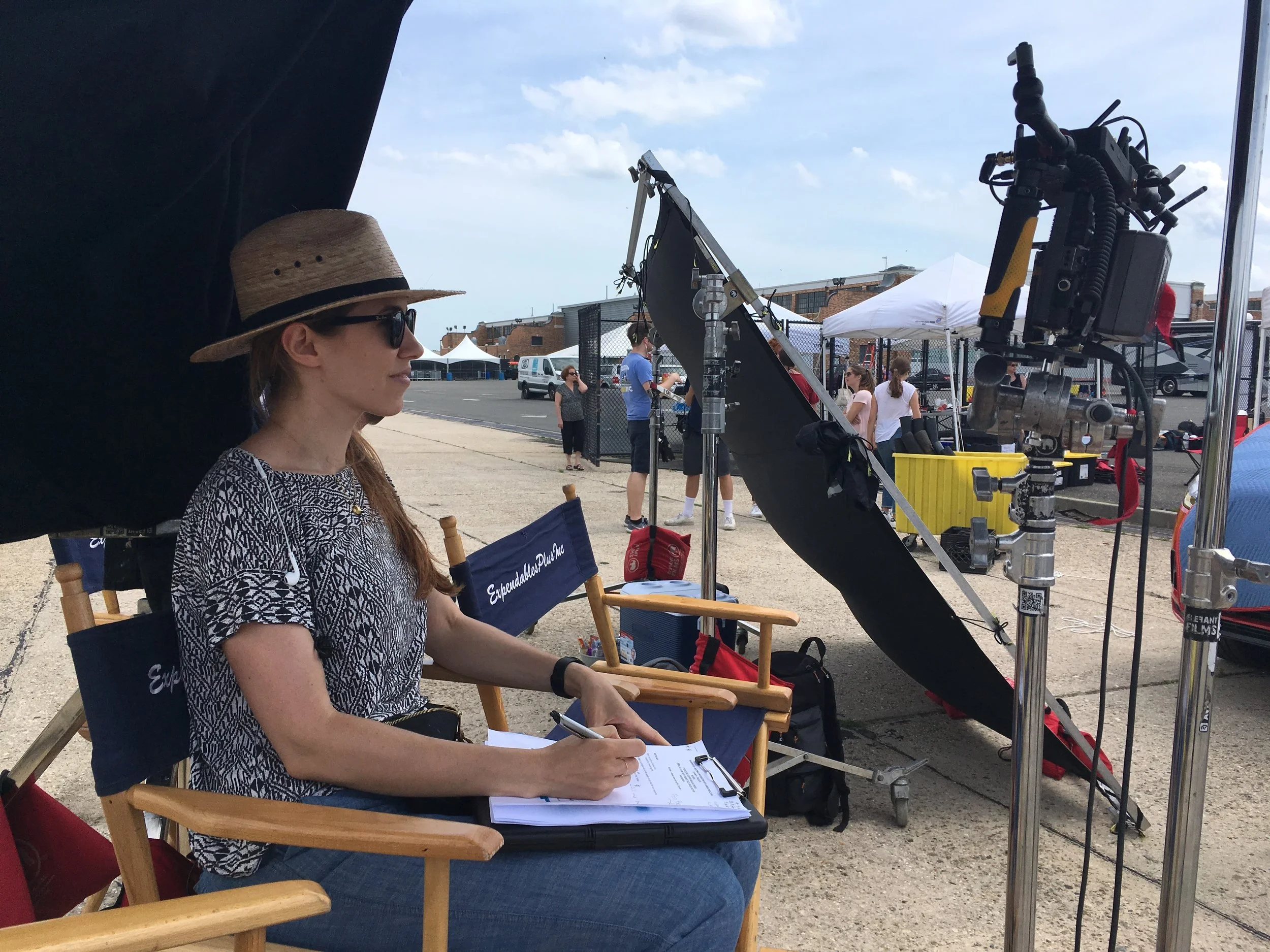 Jennifer Bronstein Sargent coordinating a crew during a field production