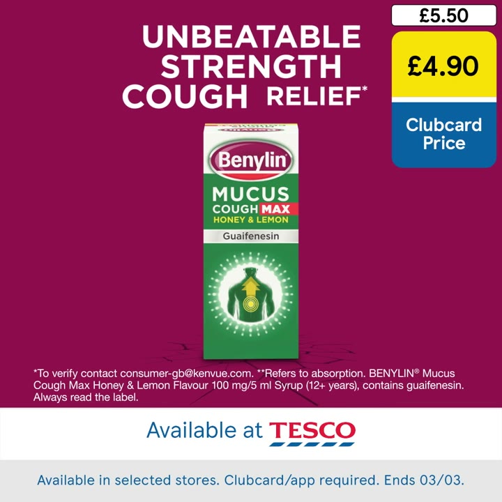 Thumbnail for Benylin Coughobia - Tesco Tag (Social 5s, 1x1)