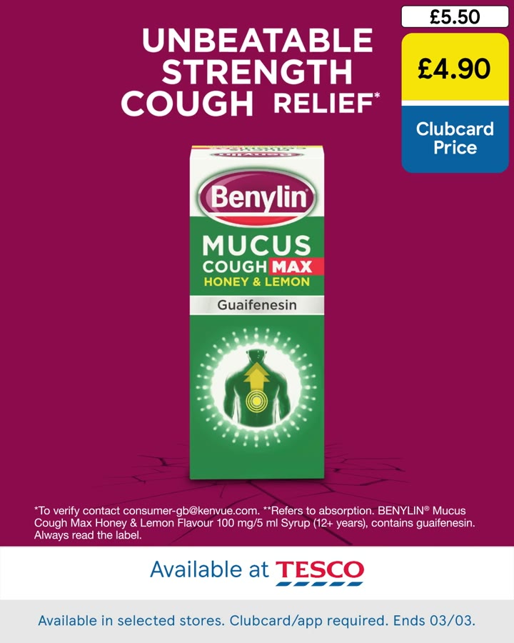 Thumbnail for Benylin Coughobia - Tesco Tag (Social 5s, 4x5)